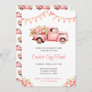 Pink Truck Easter Egg Hunt Invitation