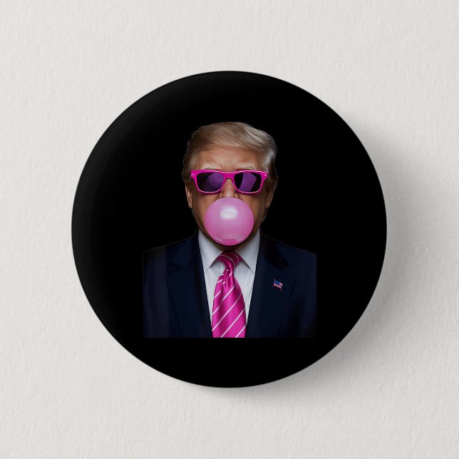 Pink Trump Bubble Gum Gift 2024 Vote President Fun 2 Inch Round Button (Front)