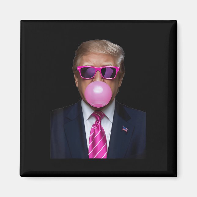 Pink Trump Bubble Gum Gift 2024 Vote President Fun Magnet (Front)