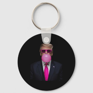 Pink Trump Bubble Gum Shirt 2024 Vote President Fu Keychain