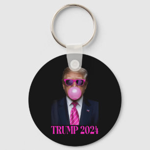 Pink Trumpbubble Gum 2024 Vote President Funny Cut Keychain