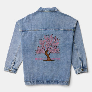 Pink Tu B'Shevat Flower Tree Denim Jacket
