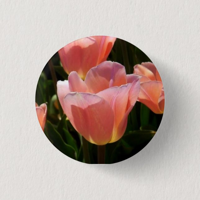 Pink Tulip 1 Inch Round Button (Front)
