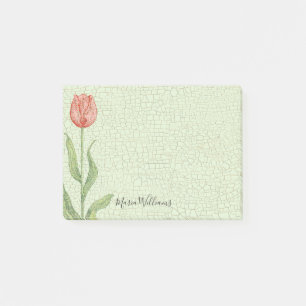 Pink Tulip Add Name 4x3 Post-it Notes