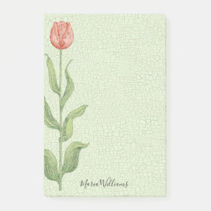 Pink Tulip Add Name 4x6 Post-it Notes