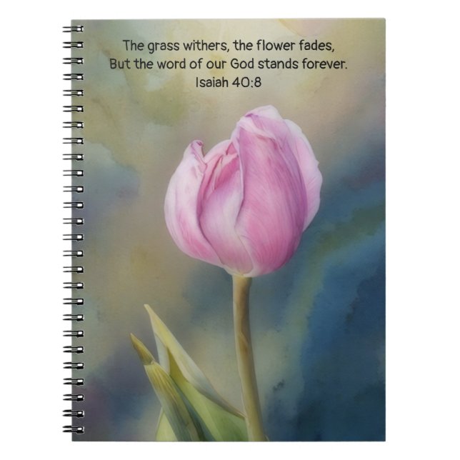 Pink Tulip Bible Verse Faith Prayer Journal (Front)
