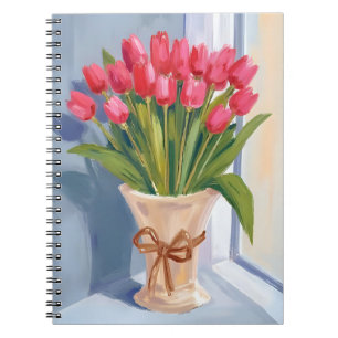 Pink Tulip Bouquet Watercolor Floral Notebook