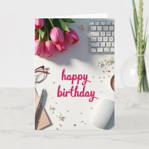 Pink Tulip Celebration Card