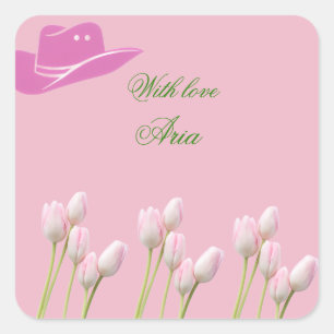 pink tulip Coastal Cowgirl Bachelorette  Square Sticker