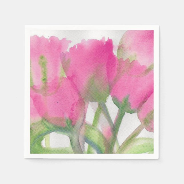 Pink Tulip Cocktail Napkin (Front)