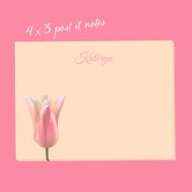 Pink Tulip Custom Name Post It Notes