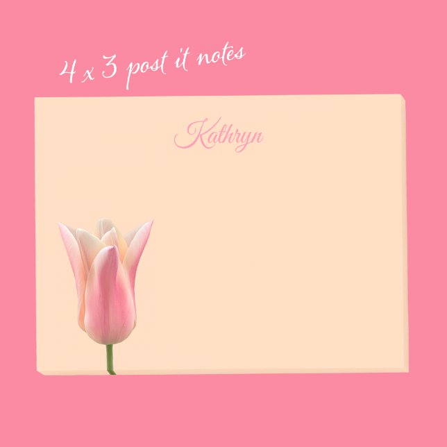 Pink Tulip Custom Name Post It Notes (Creator Uploaded)
