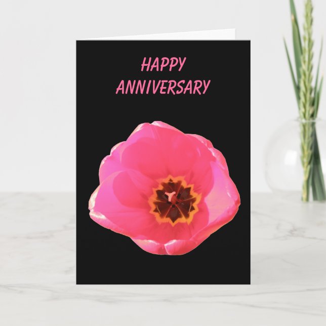 Pink Tulip Customizable Greeting Card (Front)