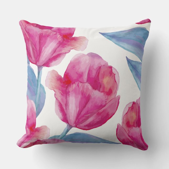 Pink Tulip Decorative Pillow (Front)