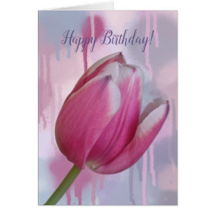 Pink tulip dripping paint background & custom text
