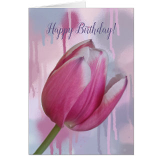 Pink tulip dripping paint background & custom text