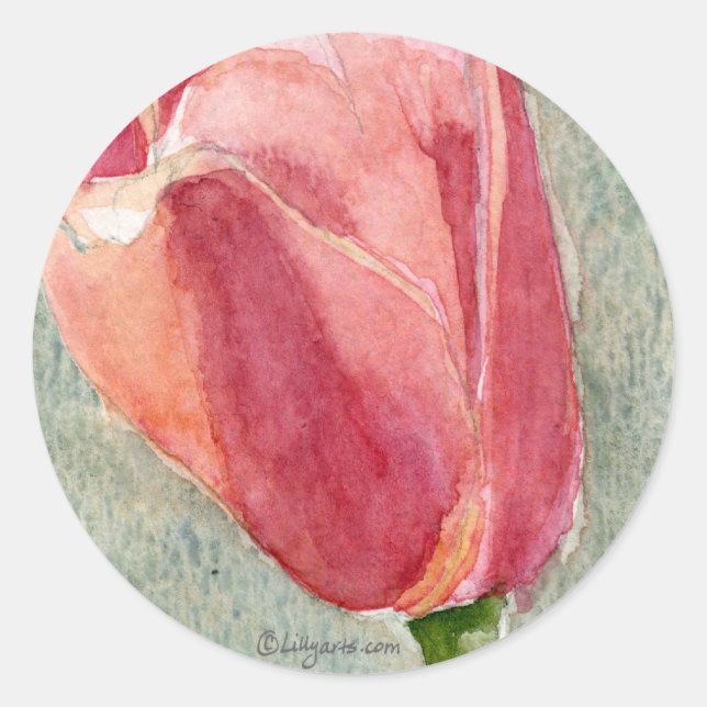 Pink Tulip Envelope Seals - Wedding Stickers (Front)