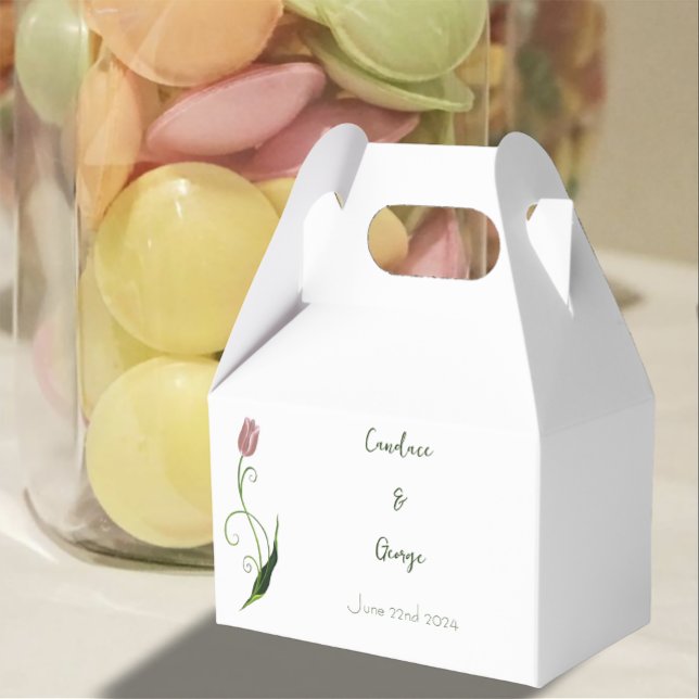 Pink Tulip Floral Favor Box (Creator Uploaded)