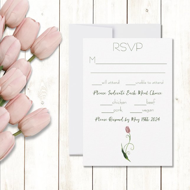 Pink Tulip Floral RSVP Card (Creator Uploaded)