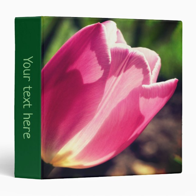 Pink Tulip Flower In Sunlight Personalized Binder (Front/Spine)