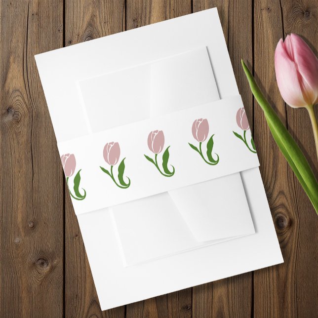 Pink Tulip Flower Invitation Belly Band (Creator Uploaded)