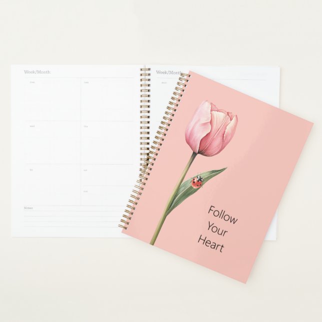 Pink Tulip Flower Ladybug Planner (Display)