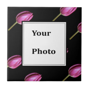 Pink Tulip Flower Photo Floral Custom Gift Favour Tile