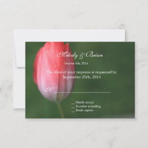 pink tulip flower  rsvp card, wedding invitations. card