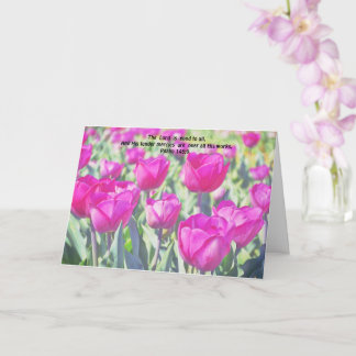 Pink Tulip Flowers Faith Bible Verse Care Card