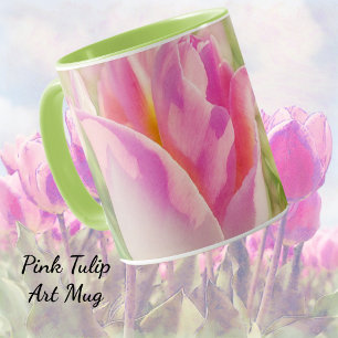 Pink Tulip Flowers Garden Art Mug Cup