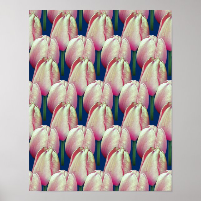 Pink Tulip Flowers Pattern Poster (Front)