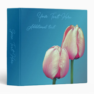 Pink Tulip Flowers Personalized Binder