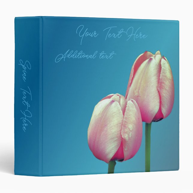 Pink Tulip Flowers Personalized Binder (Front/Spine)