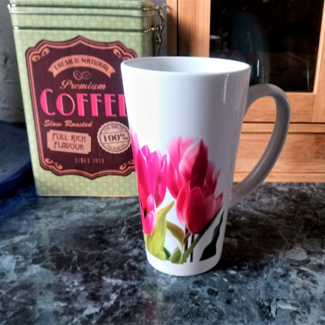 Pink Tulip Flowers Spring Season  Latte Mug (Creator Uploaded)