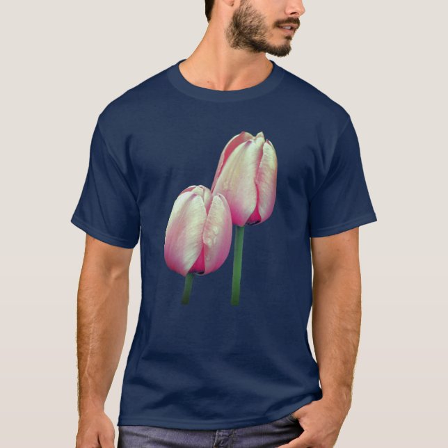 Pink Tulip Flowers T-Shirt (Front)