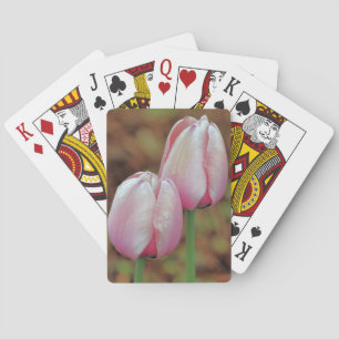Pink Tulip Flowers With Raindrops Playing Cards