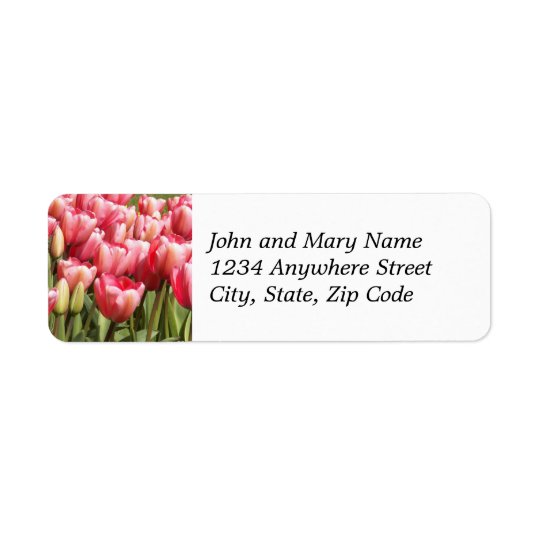 Pink Tulip Garden Floral Return Address Label