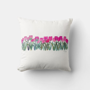 Pink Tulip Grove Throw Pillow