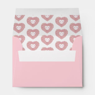 Pink tulip heart inked drawing wedding envelope