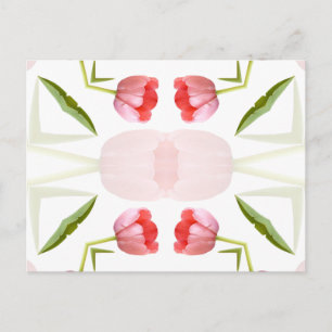 Pink Tulip Kaleidoscope Pattern Postcard