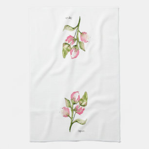 Pink Tulip Kitchen Towel or Casual Dinner Napkin