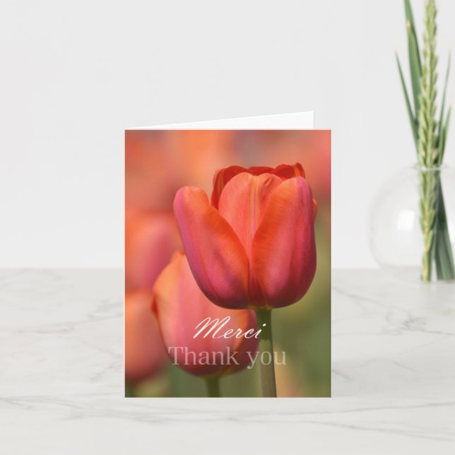 Pink Tulip Merci Thank You Notecard (Front)