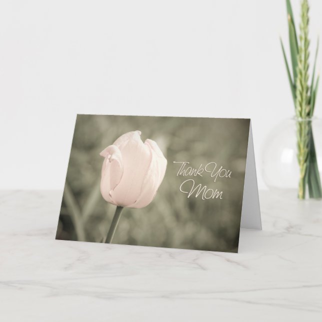 Pink Tulip Mom Wedding Day Thank You Card (Front)