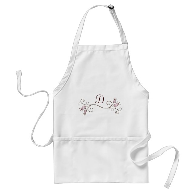 Pink Tulip Monogram Custom Aprons (Front)