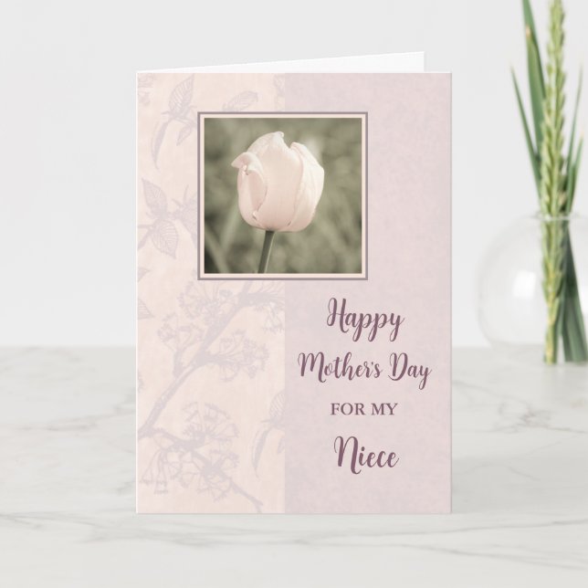 Pink Tulip Niece Happy Mother's Day Card (Front)