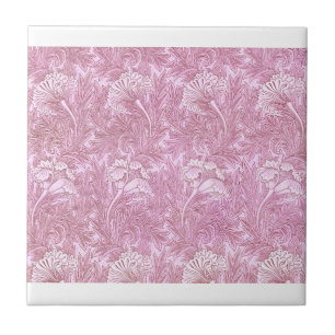 Pink Tulip Pattern By William Morris Tile