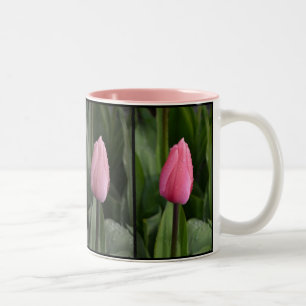 Pink tulip pattern coffee mug