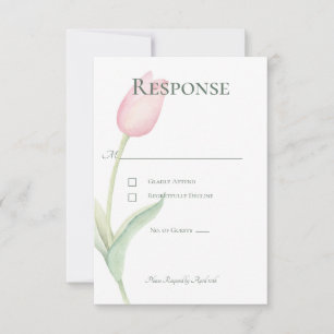 Pink Tulip Solo Wedding RSVP Card