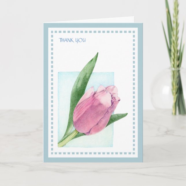 Pink Tulip Thank You Card (Front)