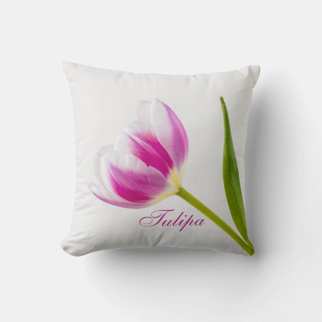 Pink Tulip  Throw Pillow (Front)